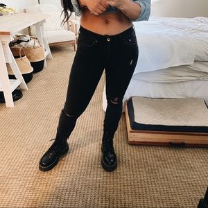 H&M washed black ripped skinny jeans